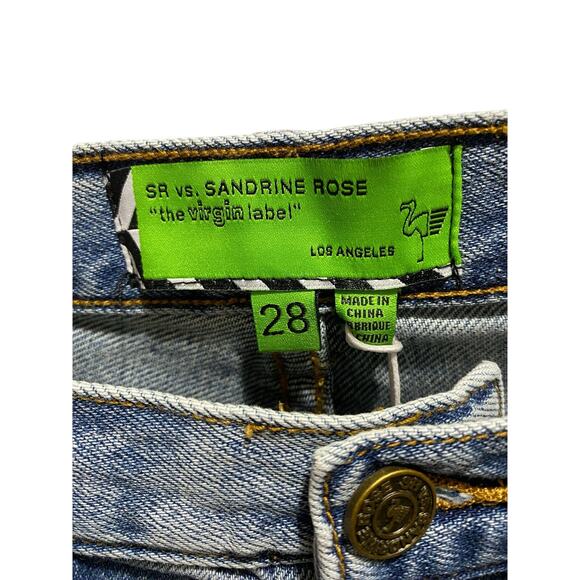 Sandrine Rose Free People Original Blue Raw Hem Denim Bermuda Shorts Sz 28 New - Picture 3 of 8